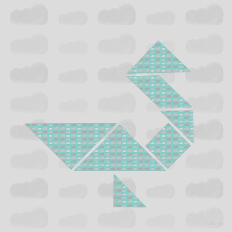 PÁSSARO TANGRAM EM PÉ - AZUL