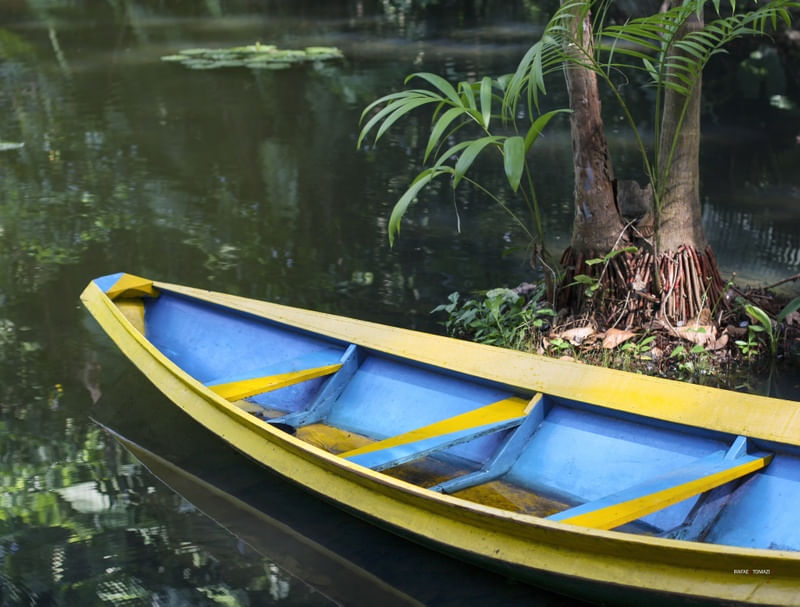 CANOA AZUL NA LAGOA