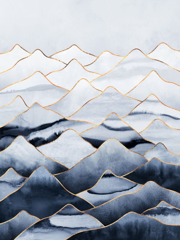BLUE MOUNTAINS WITH GOLD LINES