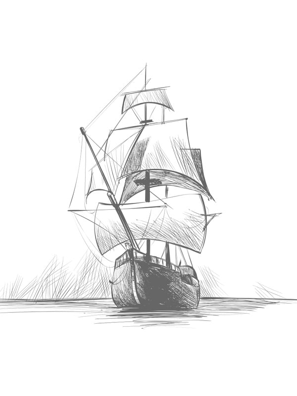 HAND DRAWN GALLEON