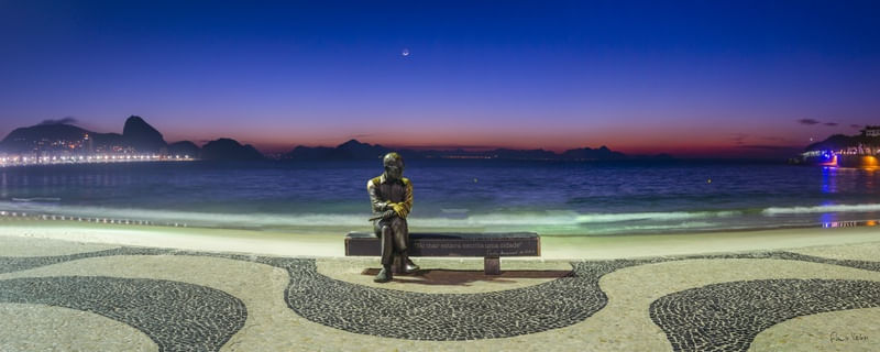 AMANHECER EM COPACABANA SOB A LUA : PANORÂMICA