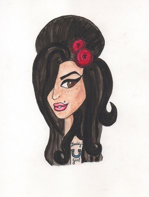 AMY WINEHOUSE PINTADA EM AQUARELA