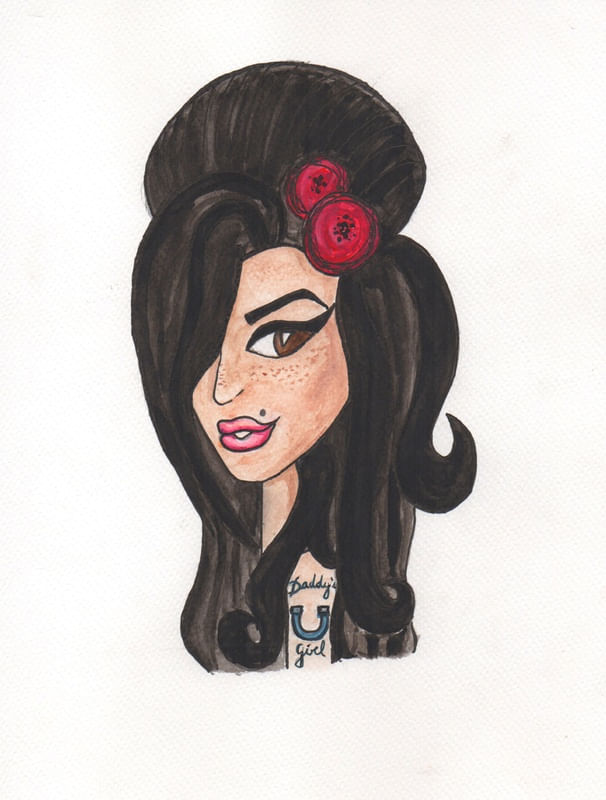 AMY WINEHOUSE PINTADA EM AQUARELA