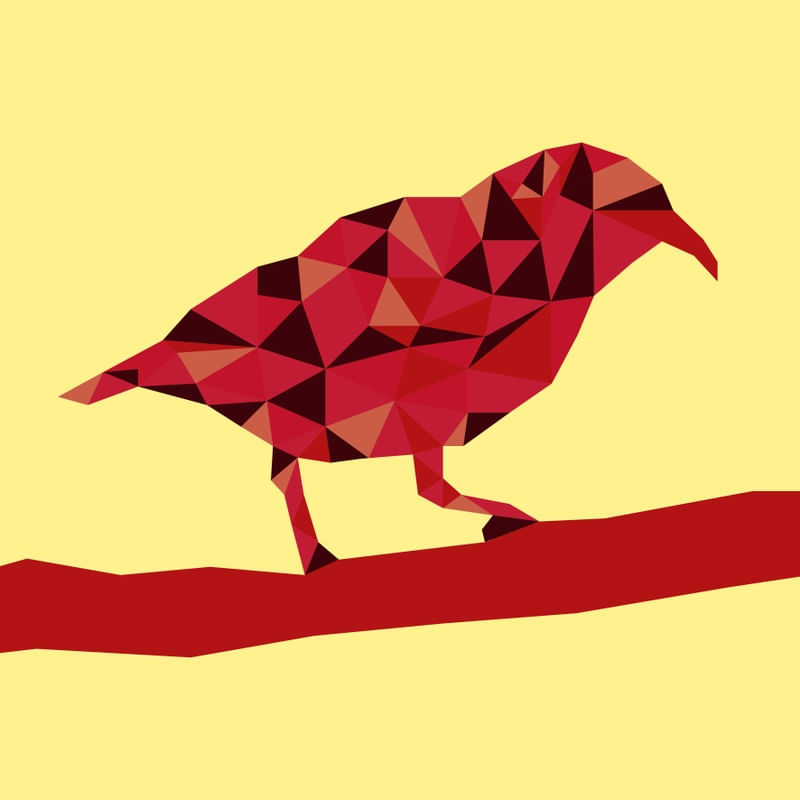 PÁSSARO LOW POLY VERMELHO / AMARELO