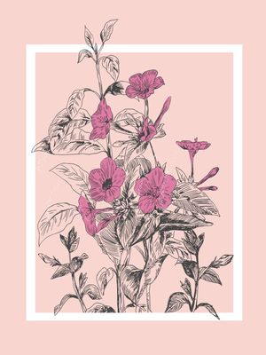 FLOWERS SIMPLE PINK LINE