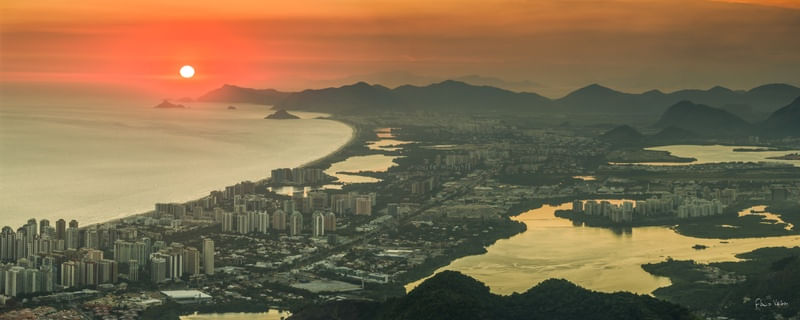 PAISAGENS CARIOCAS: POR DO SOL NA BARRA DA TIJUCA E RECREIO, PANORÂMICA, RIO DE JANEIRO