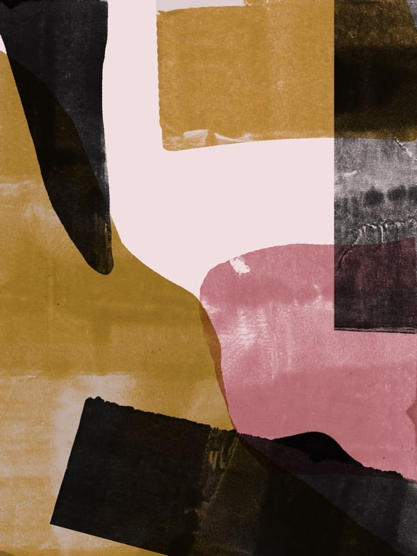 PINTURA ABSTRATA ROSA PRETO E DOURADO I