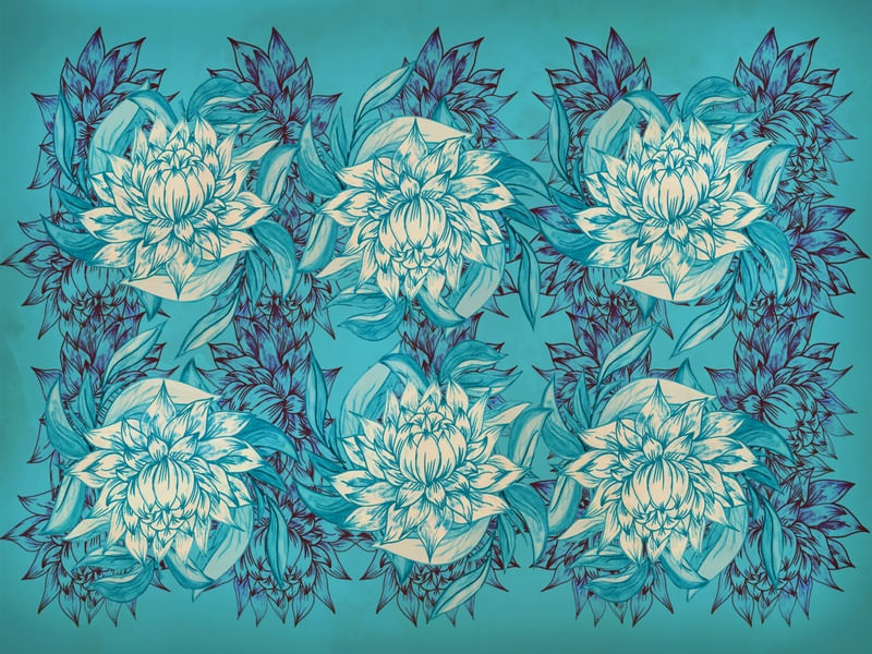 FLOR DE LÓTUS AZUL VINTAGE