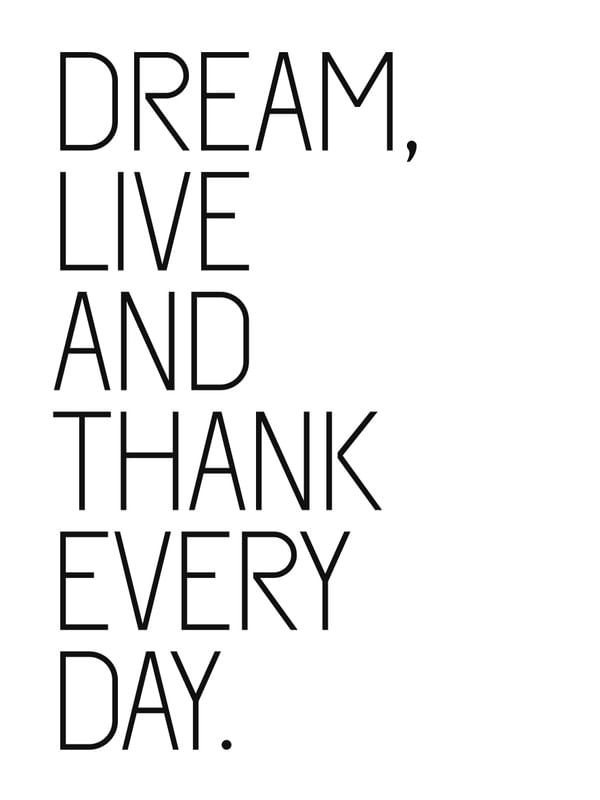 DREAM, LIVE AND THANK