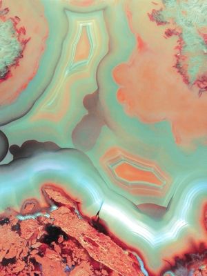 LIVING CORAL AND TEAL AGATE