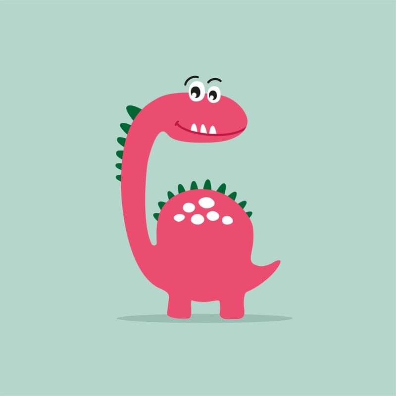DINO INFANTIL ROSA E VERDE QUADRADO