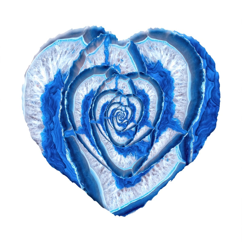 BLUE AGATE GEODE CRYSTAL HEART