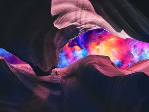 GRAND CANYON WITH COLORFUL SPACE COLLAGE