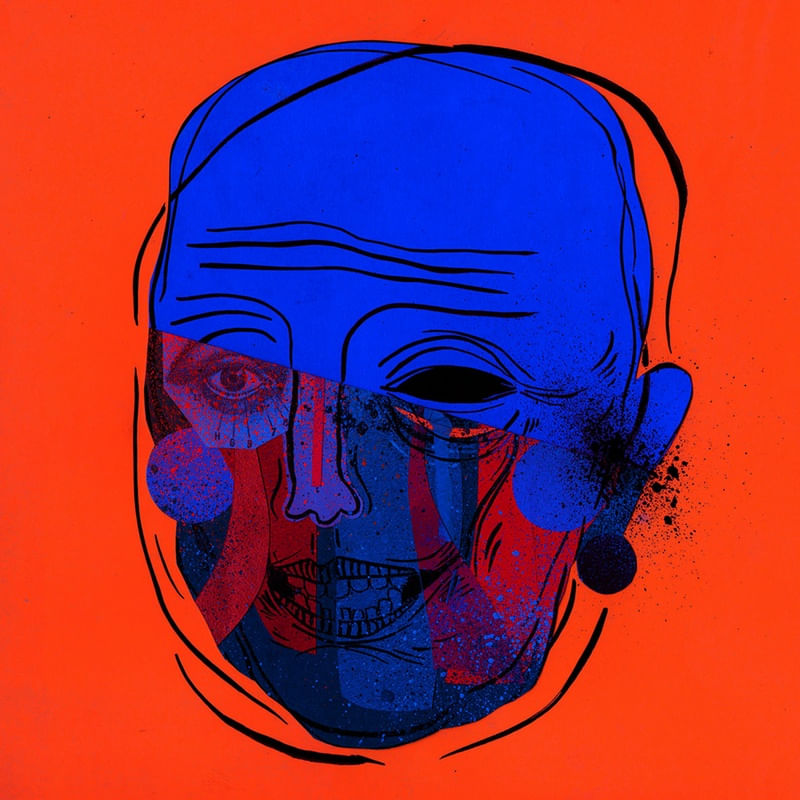 CABEÇA AZUL E LARANJA