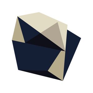 GEOMÉTRICO POLÍGONO AZUL E BEGE II