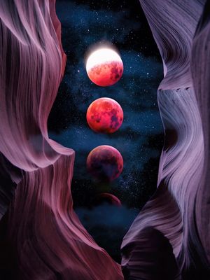 GRAND CANYON WITH SPACE & BLOODY MOON COLLAGE V