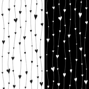 HEARTS ON STRINGS, BLACK WHITE MULTI