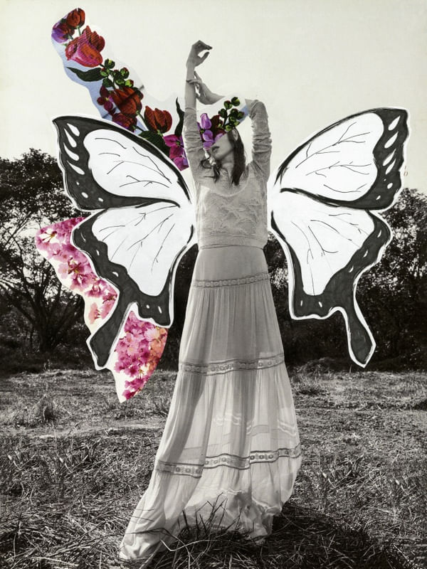 FLOWERS AND BUTTERFLY