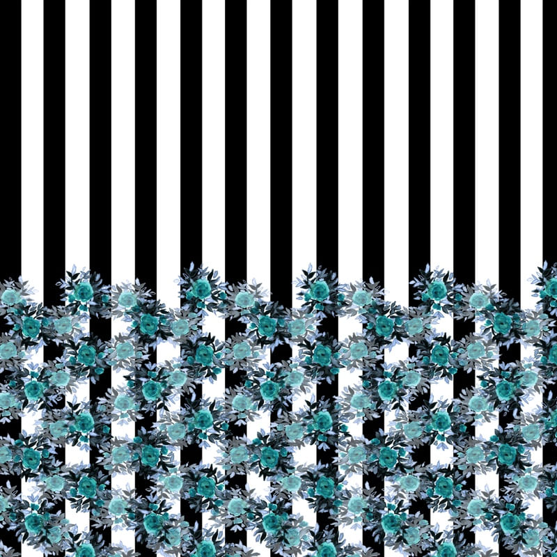 STRIPES AND ROSES, AQUA