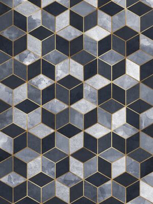 CUBOS TEXTURA AZUL E DOURADO