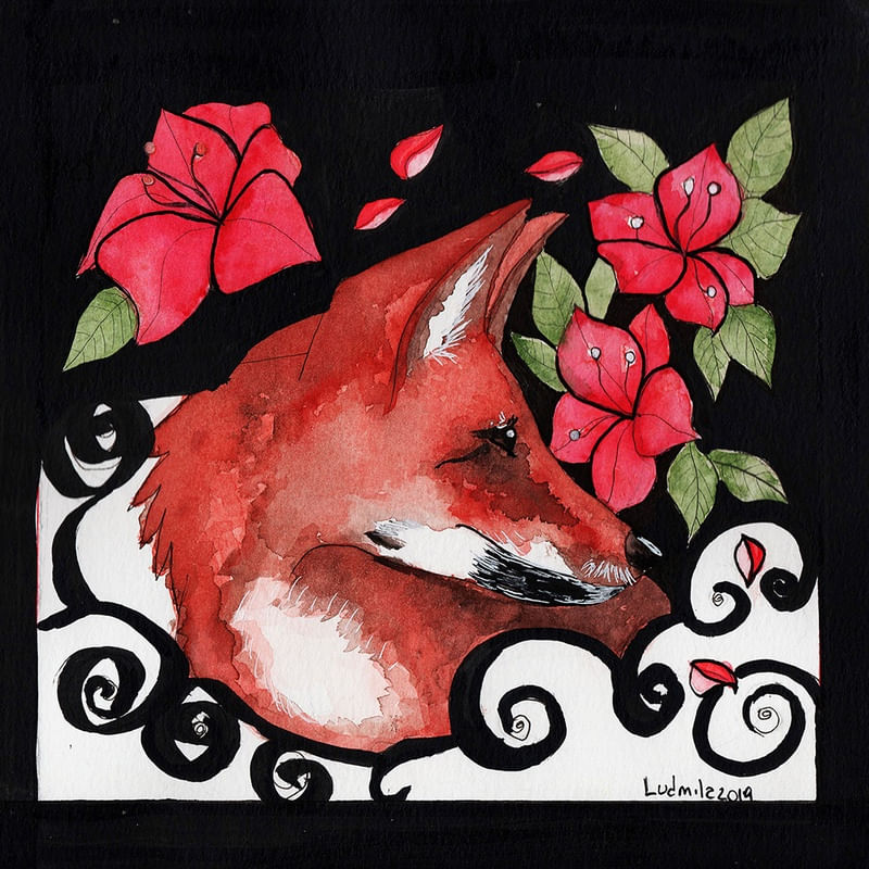 RAPOSA ENTRE FLORES