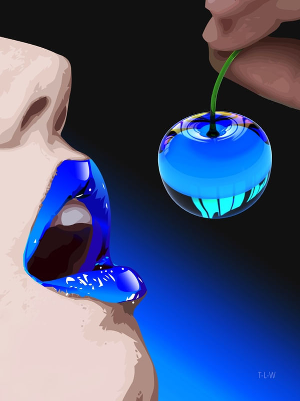 GLASS BLUE CHERRY