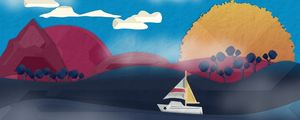BARCO, SOL E MONTANHAS