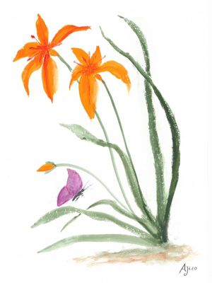 FLOR E BORBOLETA LILÁS