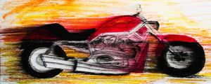 HARLEY DAVIDSON EM GIZ PASTEL OLEOSO