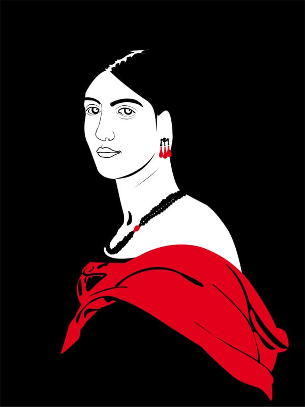 MOÇA EM PRETO E VERMELHO