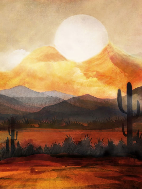 DESERT IN THE GOLDEN SUN GLOW