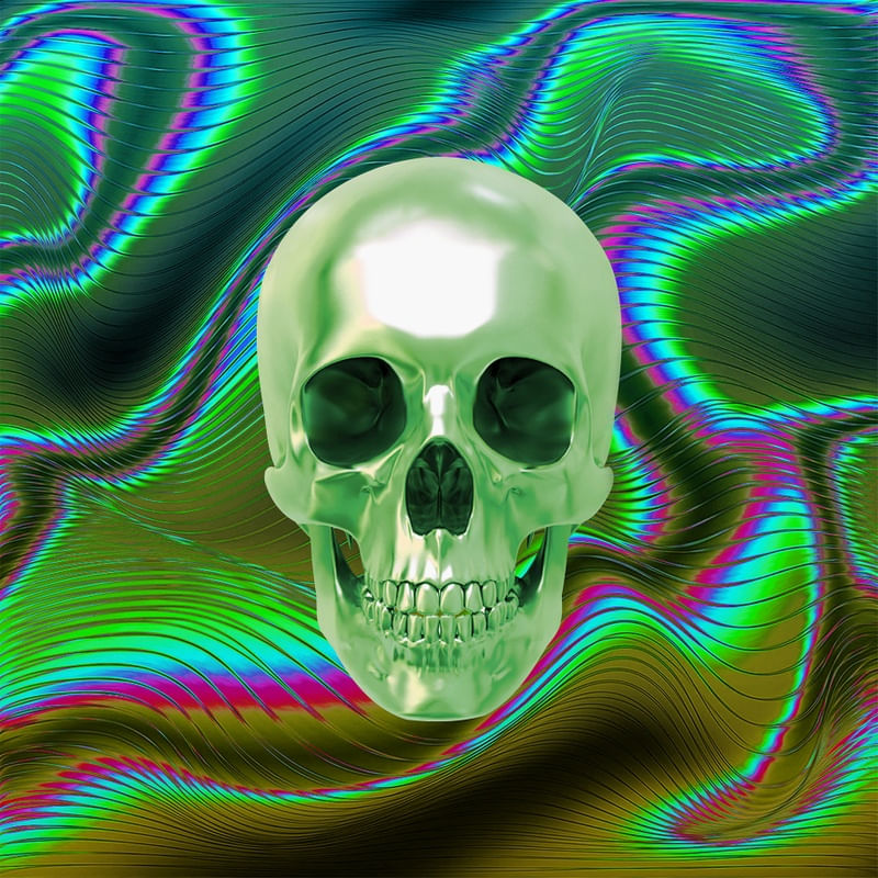 SKULL COLORFUL POCKET GREEN