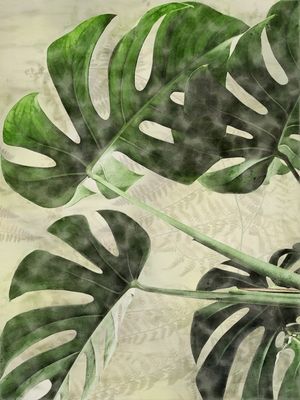 FOLHAGEM TONS VERDES AQUARELA