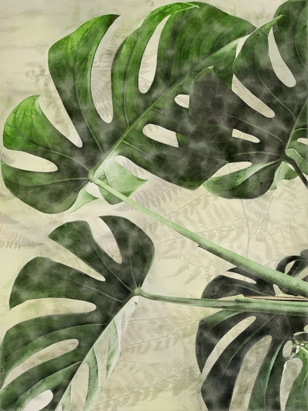 FOLHAGEM TONS VERDES AQUARELA
