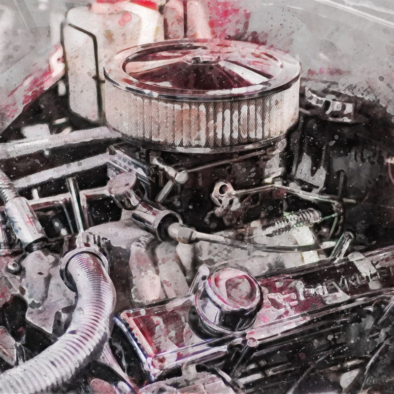 RED CHEVROLET MOTOR AQUARELA