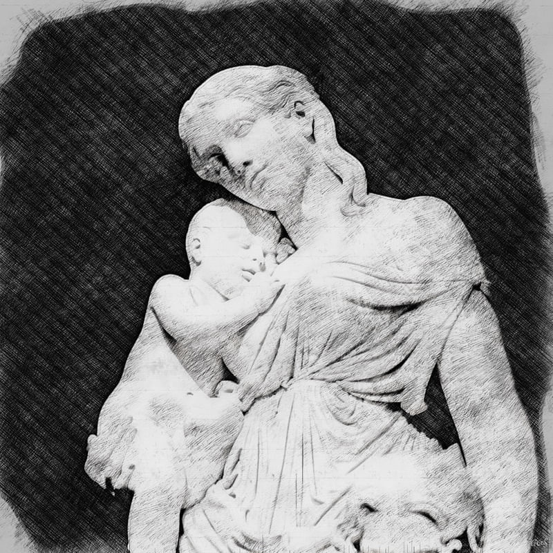 SKETCH ESCULTURA CLASSICA MÃE E CRIANÇA