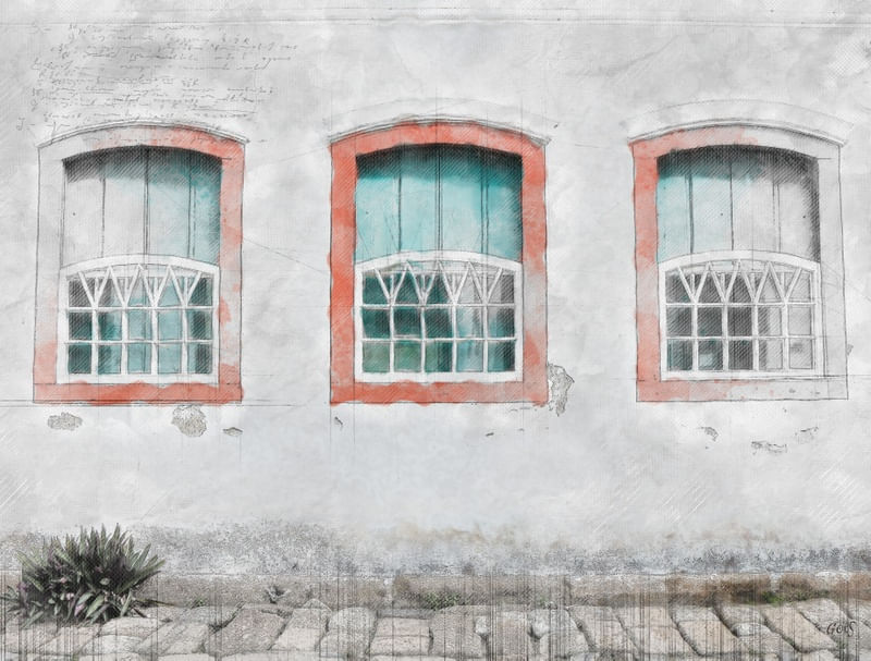 SKETCH ARQUITETONICO JANELAS PARATY COLONIAL