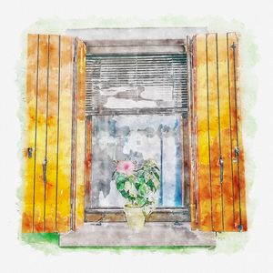 SKETCH JANELA VASO AQUARELA