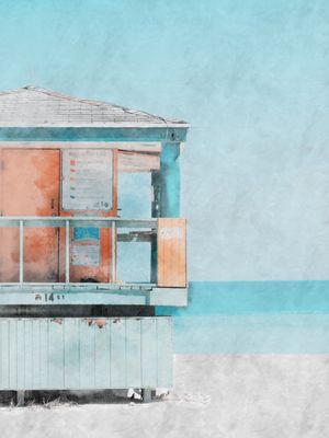 MIAMI BEACH LIFEGUARD TOWER SKETCH AQUARELA 2