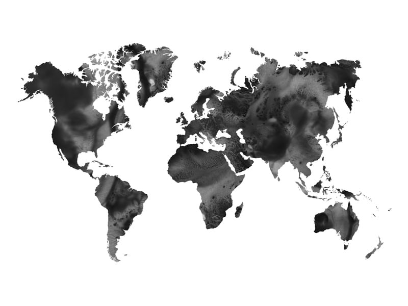 MAPA DO MUNDO EM PRETO E BRANCO