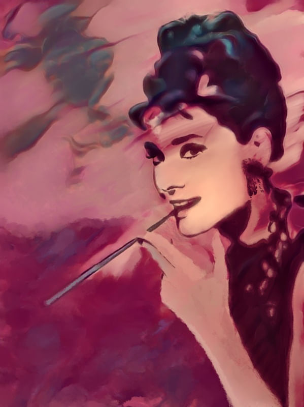 AUDREY HEPBURN ON PURPLE