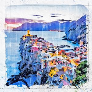 VERNAZZA CINQUE TERRE ITALIA SKETCH AQUARELA