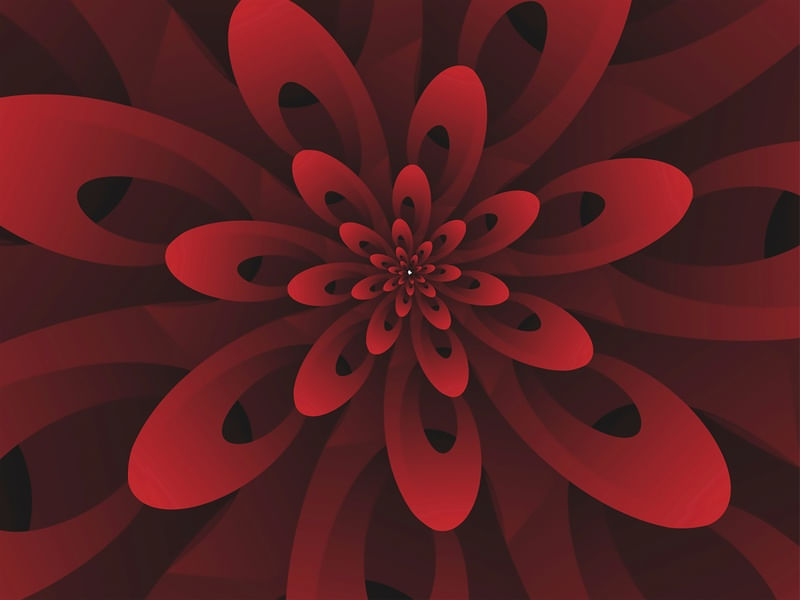 ABSTRACT DIGITAL MODERN RED FLORAL