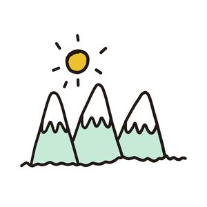 ARTE INFANTIL MONTANHAS E SOL