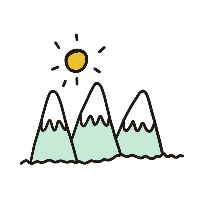 ARTE INFANTIL MONTANHAS E SOL