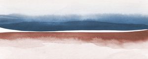 PAISAGEM EM AQUARELA AZUL E TERRACOTA - PANORAMICO