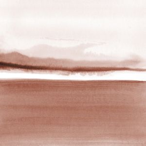 PAISAGEM EM AQUARELA TERRACOTA - QUADRADO