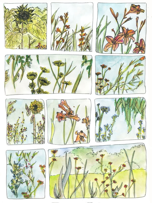 QUADRINHOS FLORAL AQUARELA