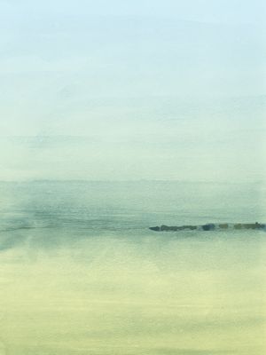 PAISAGEM EM AQUARELA ABSTRATA - TONS DE VERDE 1/2
