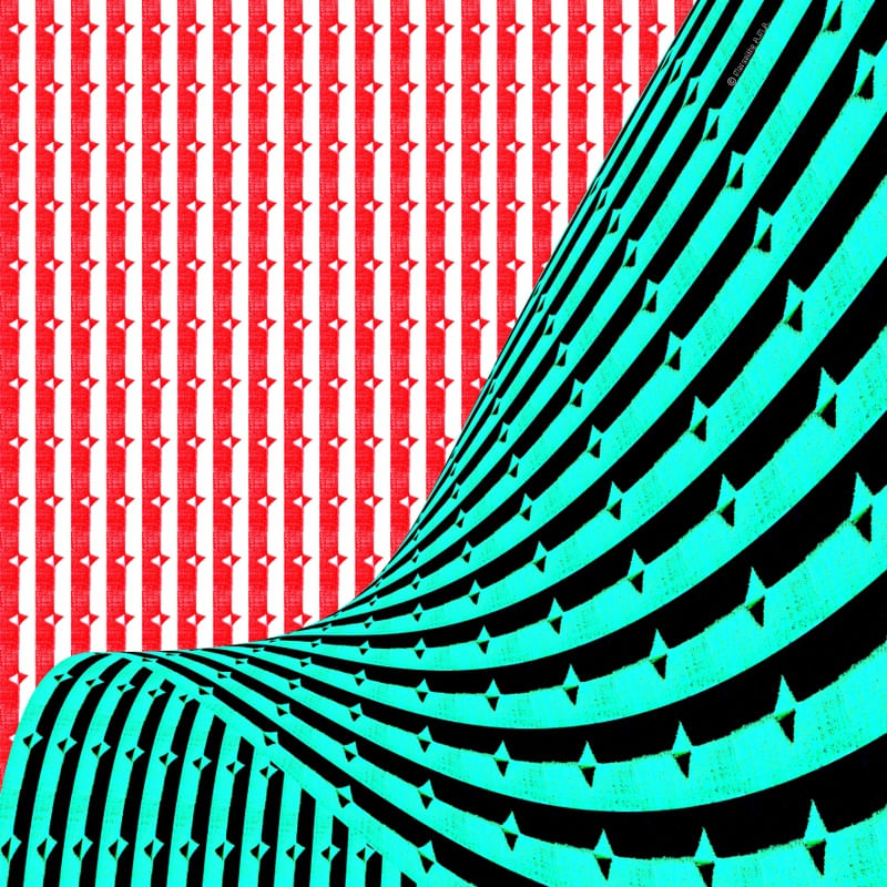 ONDA VERDE FUNDO VERMELHO